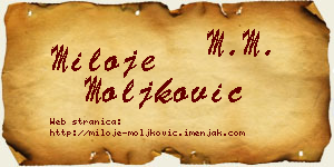 Miloje Moljković vizit kartica